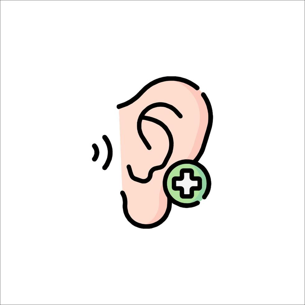 An ear with a plus sign on it vector