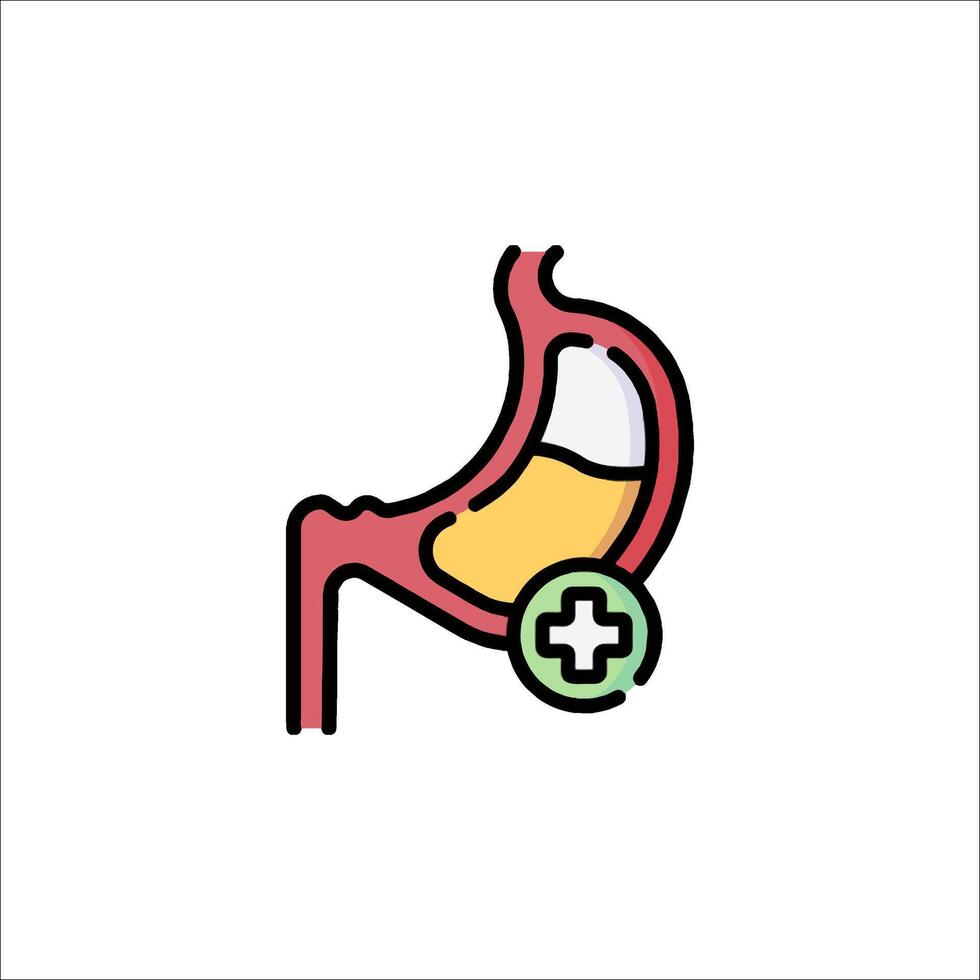 A flat icon of a stomach with a cross vector