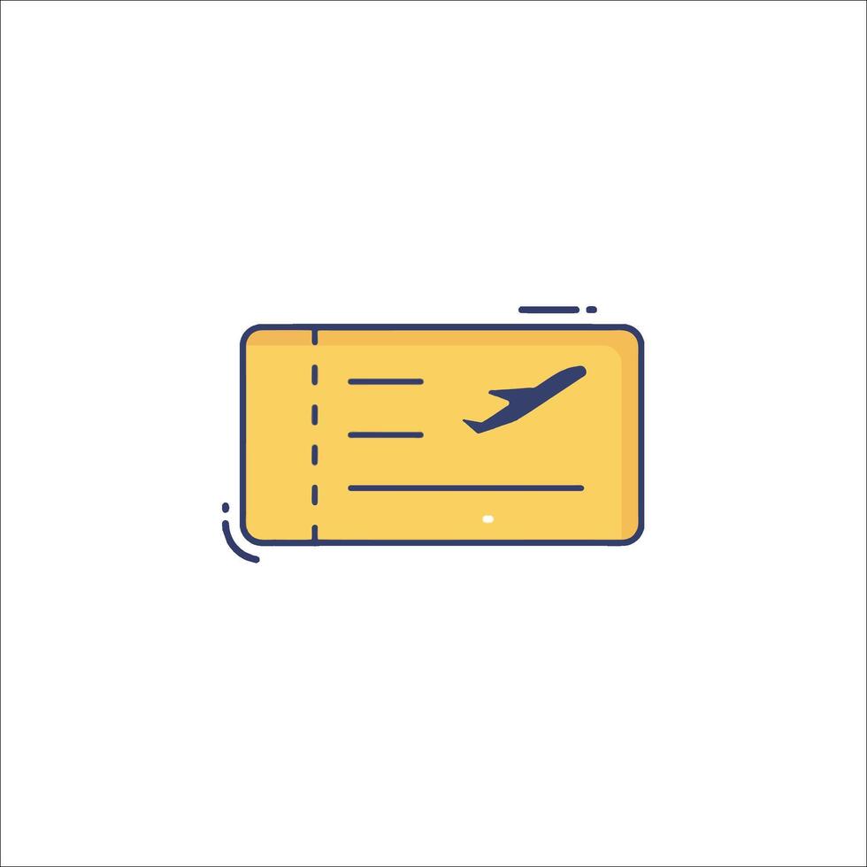 A ticket icon with a plane flying over it vector