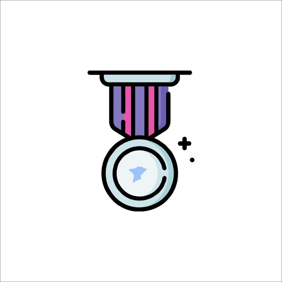 A medal icon with a blue and pink background vector