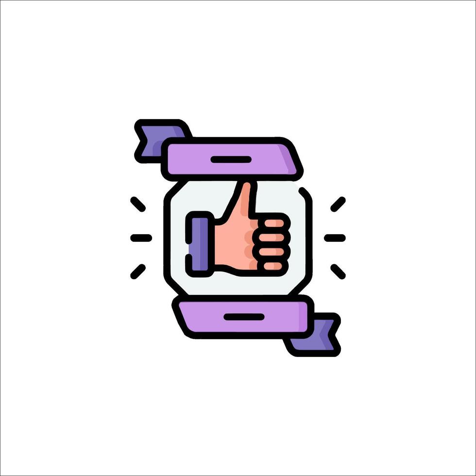 A thumbs up icon with a ribbon around it vector