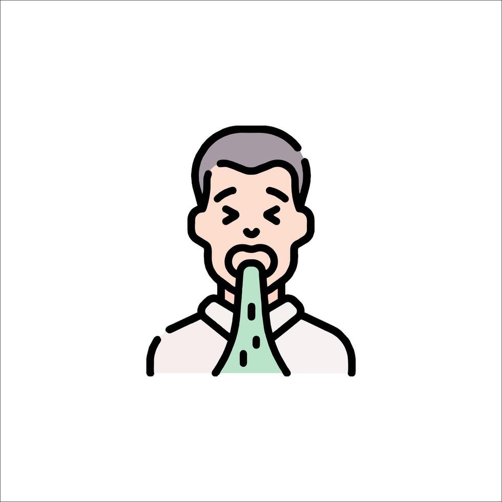 A man with a green tongue is holding his mouth vector