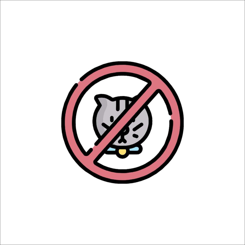 No cat allowed sign icon vector
