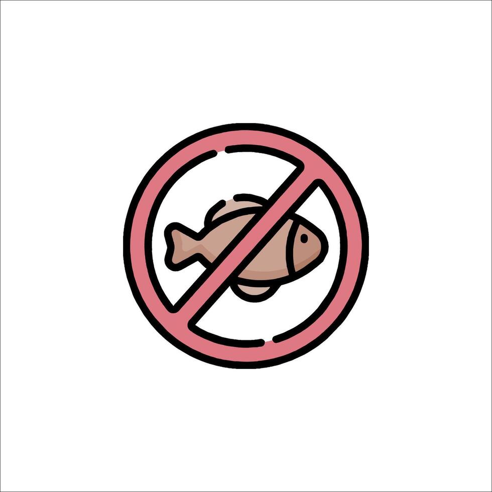 No fish sign icon isolated on white background vector