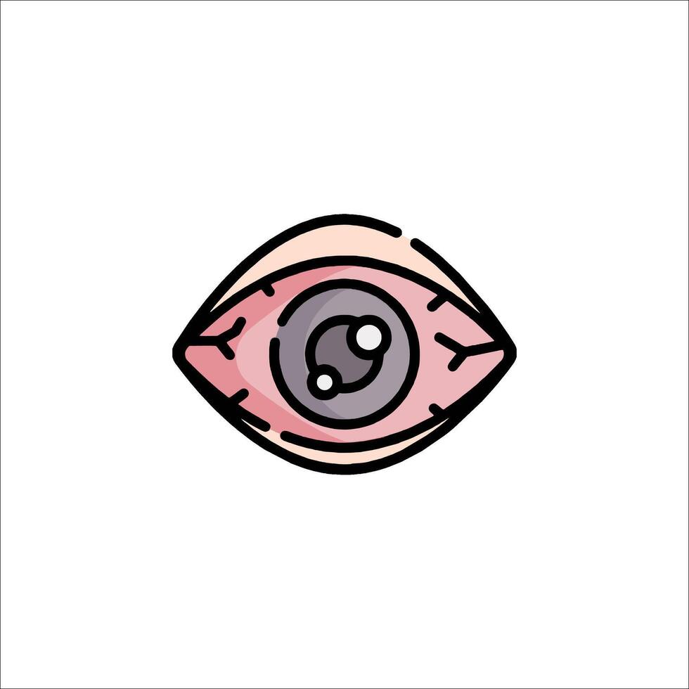An eye icon with a pink and black outline vector