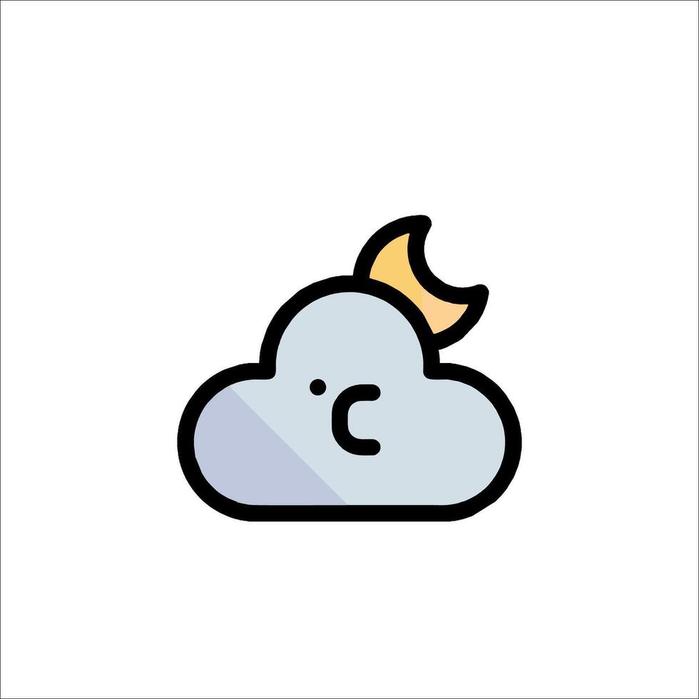 A cloud with a moon on it and a crescent vector