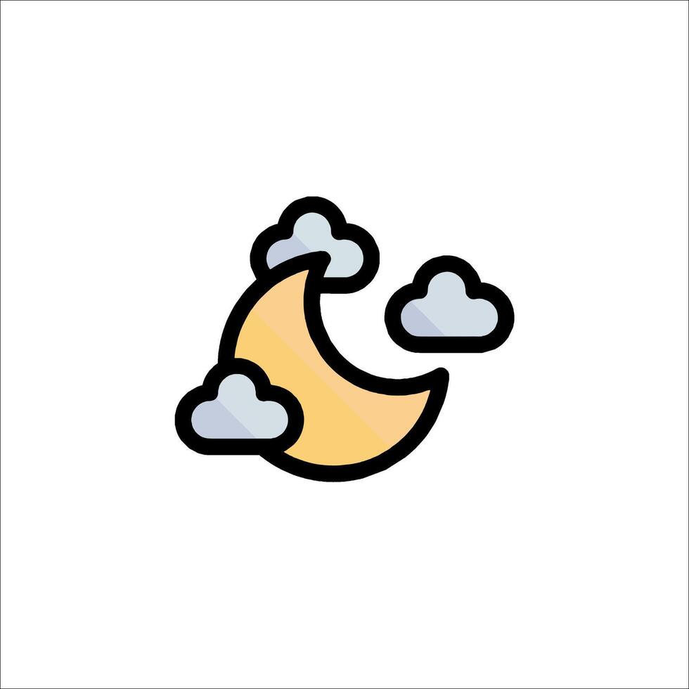 A crescent with clouds and a moon icon vector