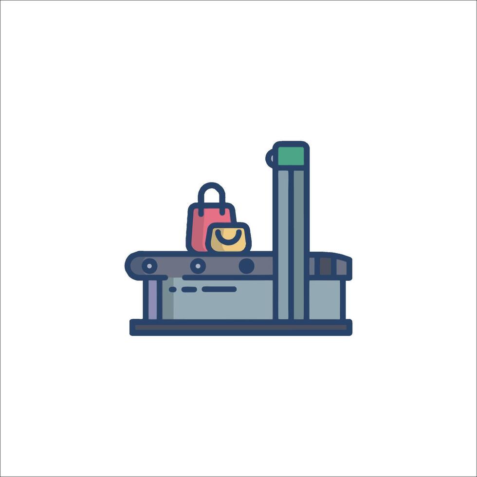 A luggage cart with a bag and a suitcase vector