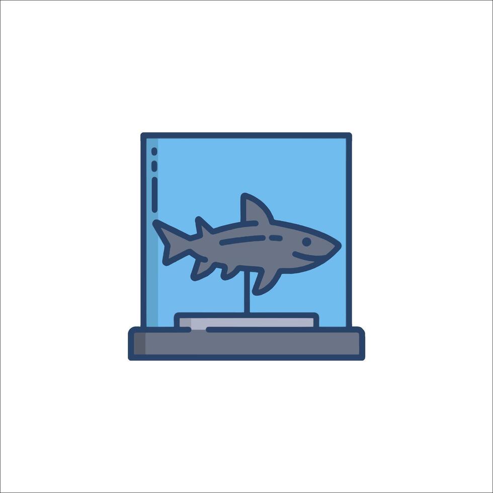 Shark in glass case icon illustration vector