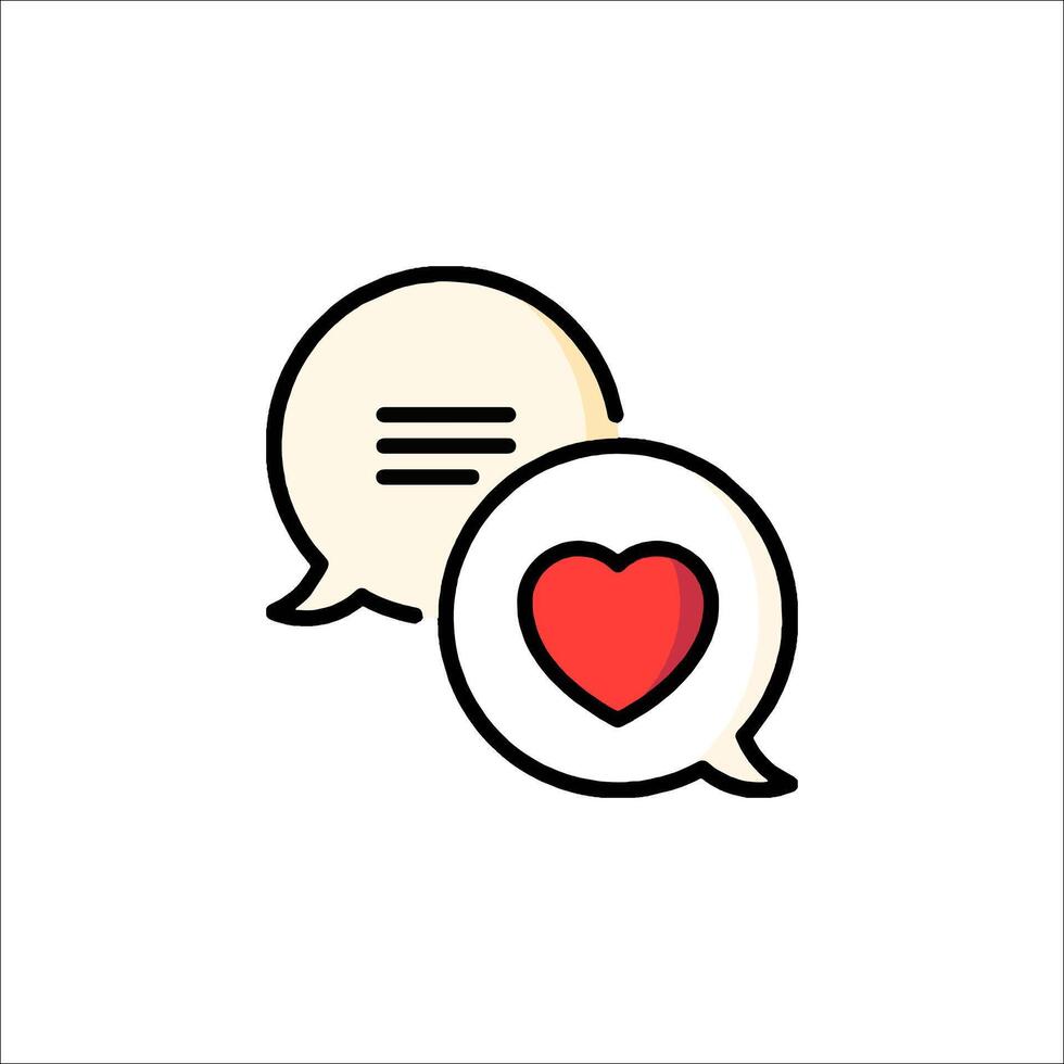 Two speech bubbles with a heart in the middle vector