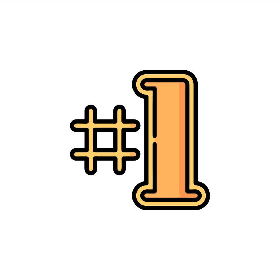 The number one icon in a line style vector