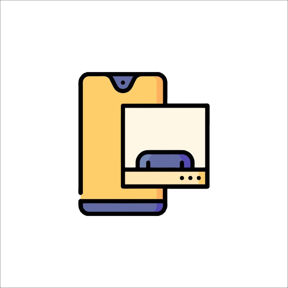A phone with a screen and a phone charger vector