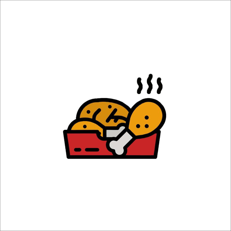 A chicken and fries icon in a box vector