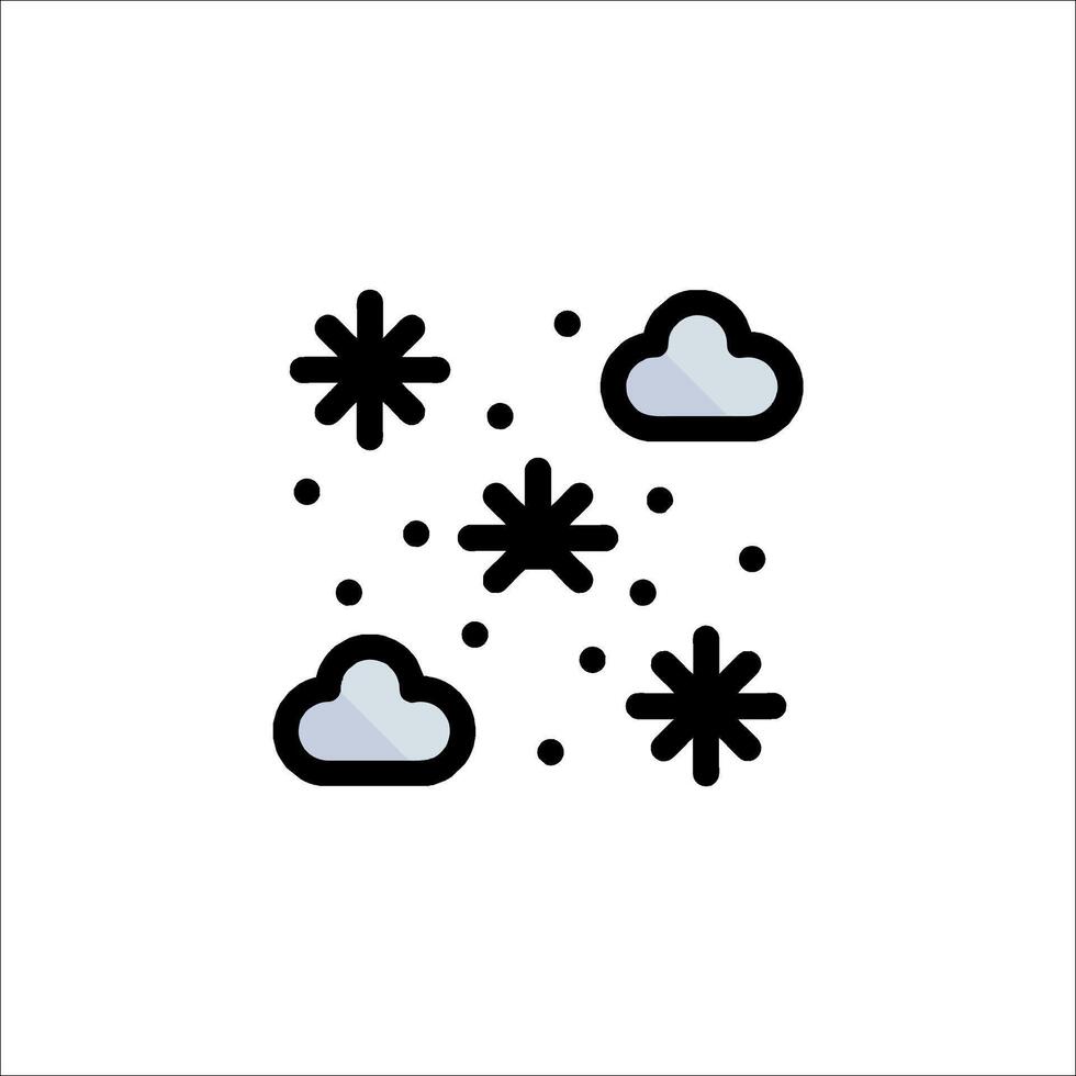A black and white icon of snowflakes and clouds vector