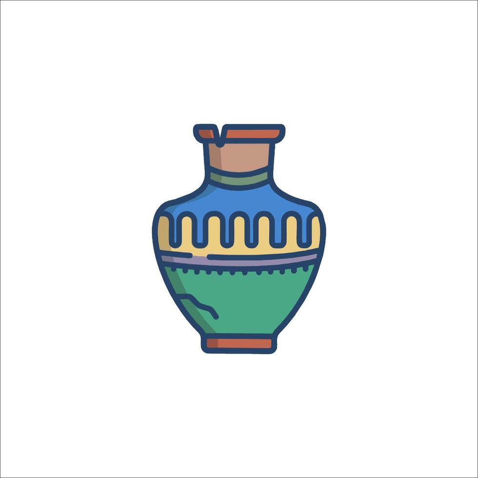 Ancient vase icon in line style vector