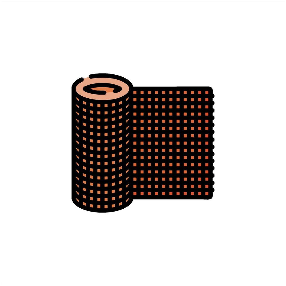 A roll of black and orange fabric on a white background vector