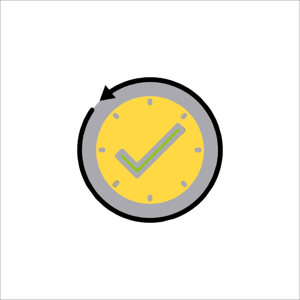 A clock icon with a tick mark vector