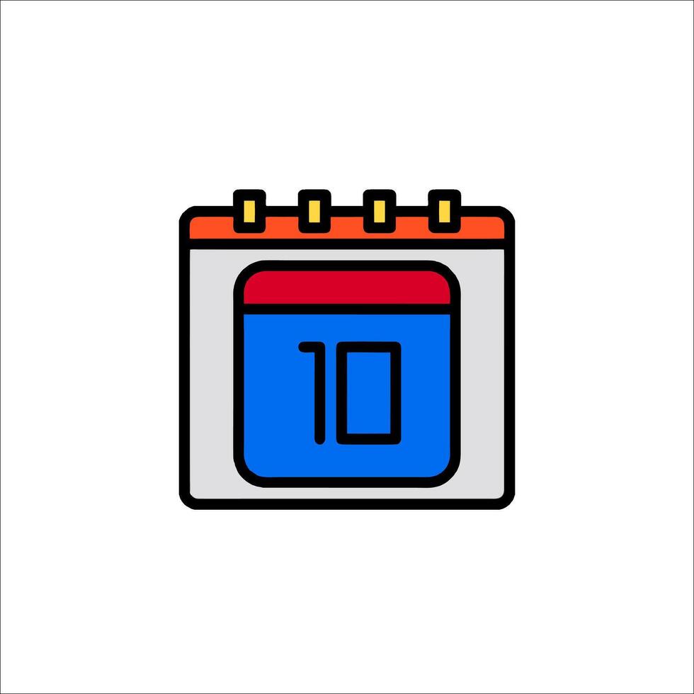 A calendar icon with the date 10 vector