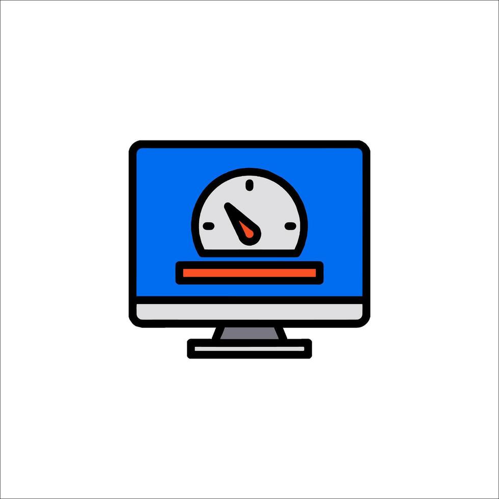 A computer monitor with a clock on it vector