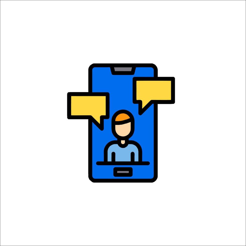 A person is talking on a phone with two speech bubbles vector