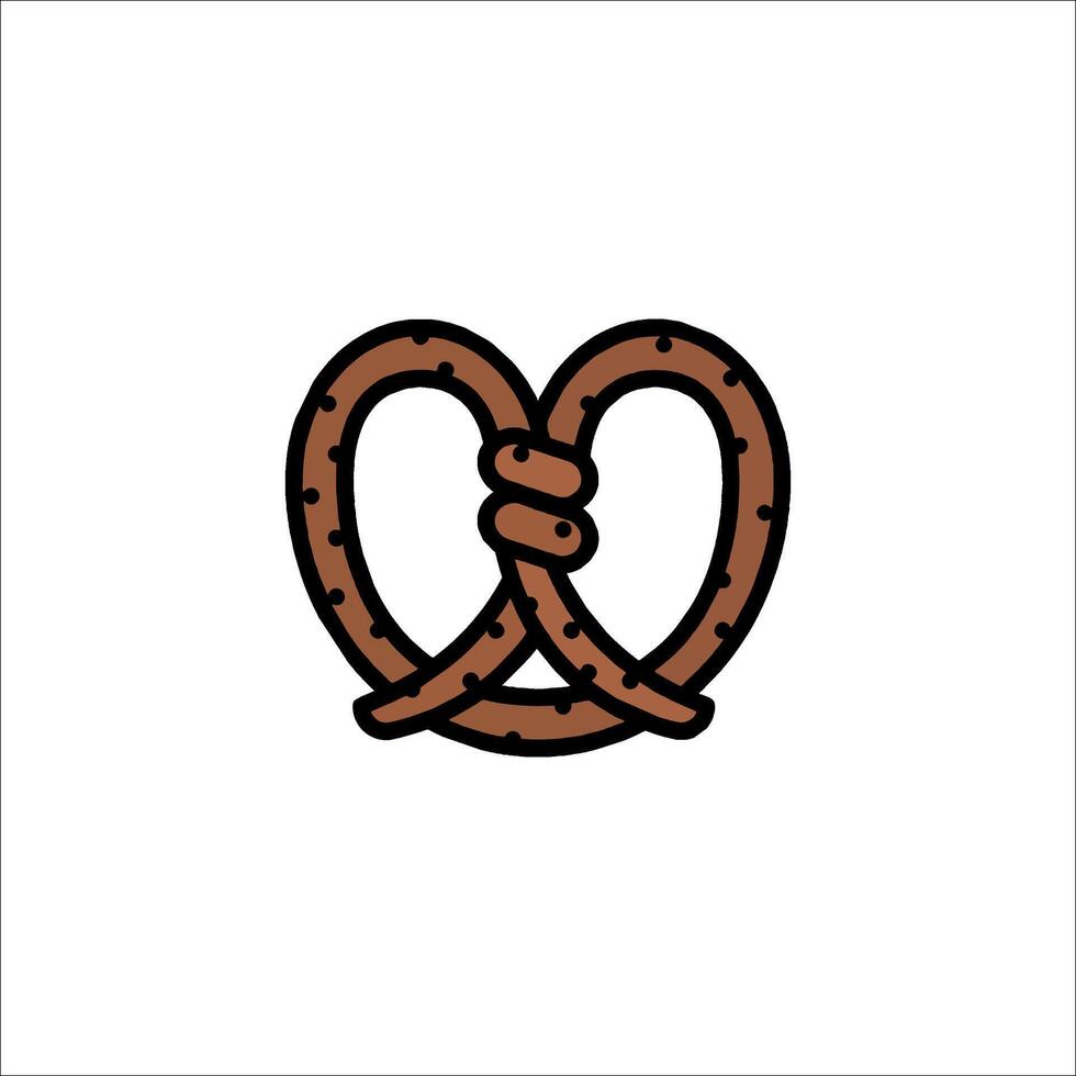 A pretzel icon in the shape of a heart vector