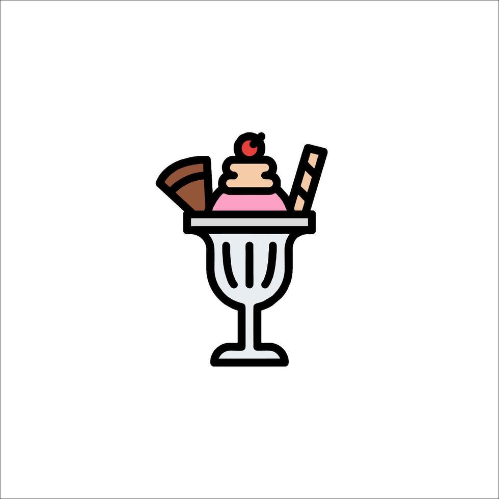 Ice cream sundae icon illustration vector