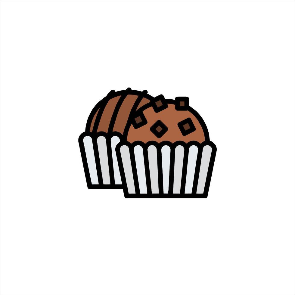 Chocolate cupcake icon illustration vector