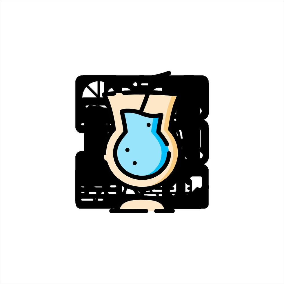 A blue drink in a glass with a straw vector