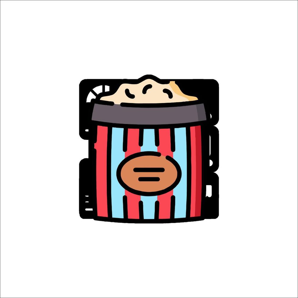 A colorful popcorn bucket icon on a white background vector