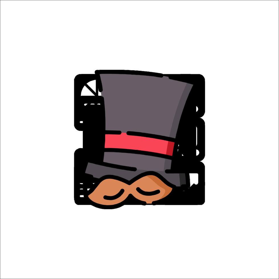 A cartoon hat with a mustache and mustache vector