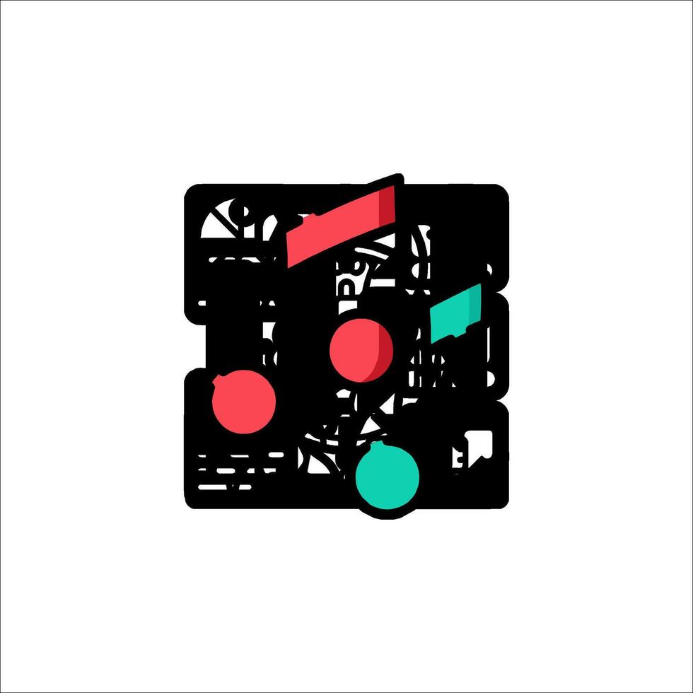 A music note with a red and green dot vector
