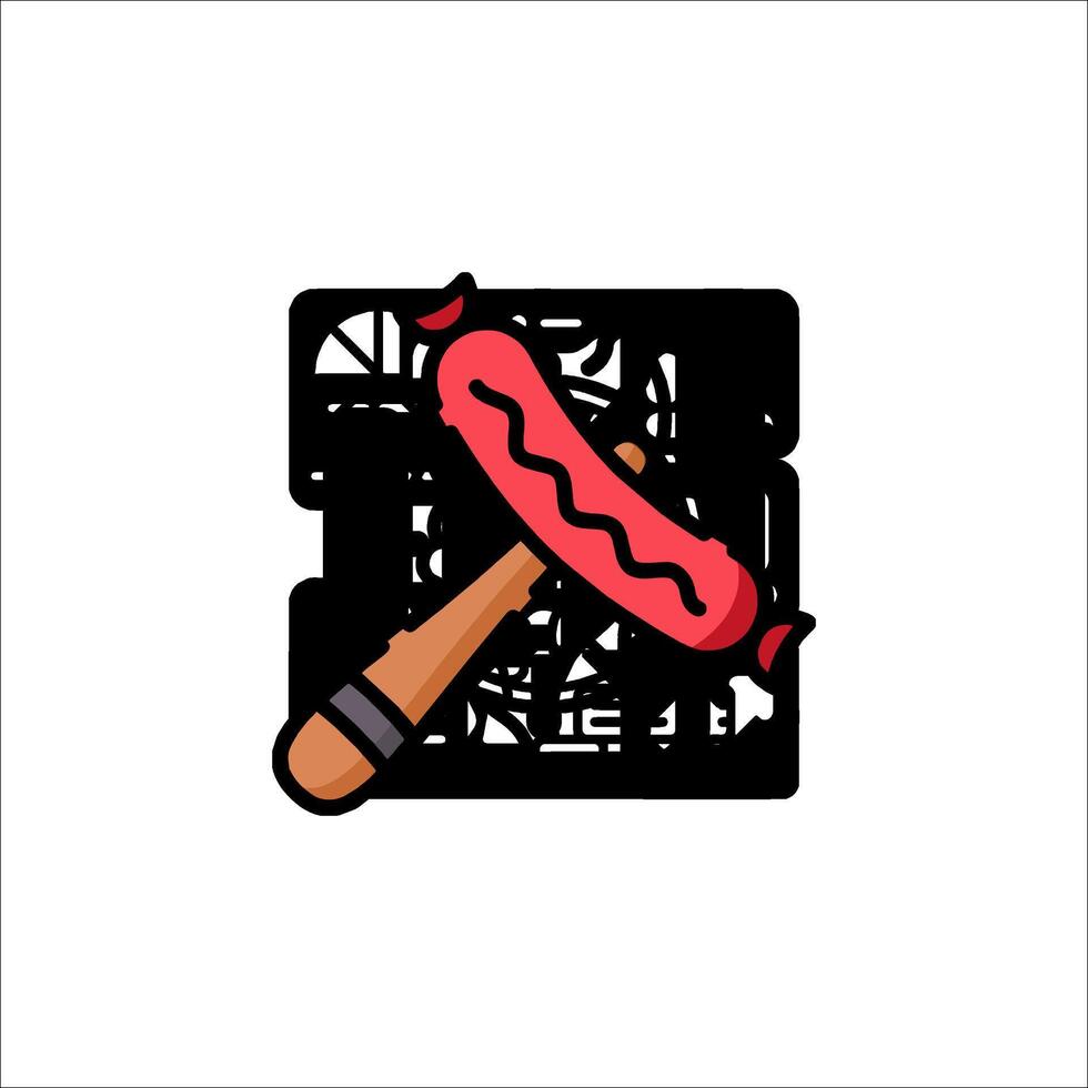 A hot dog with a hammer icon on a white background vector