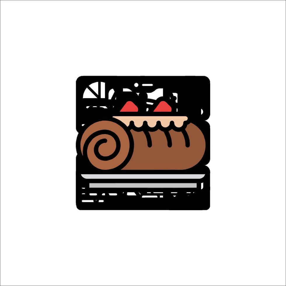 A pastry icon with a slice of cake on top vector