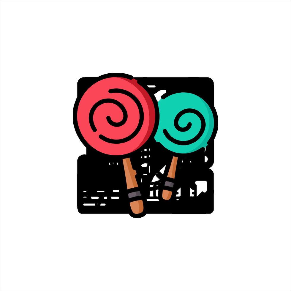 Two lollipops on sticks with a city in the background vector