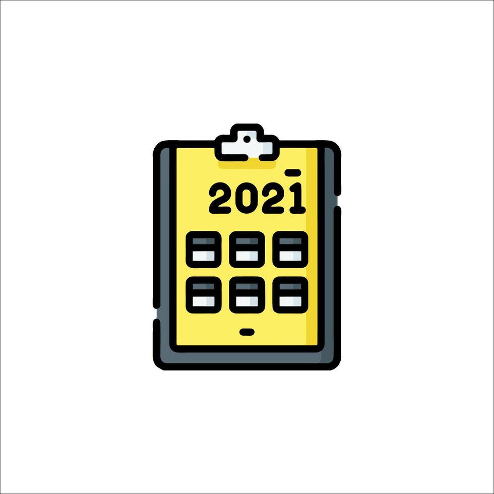 A yellow clipboard with the word 2021 on it vector