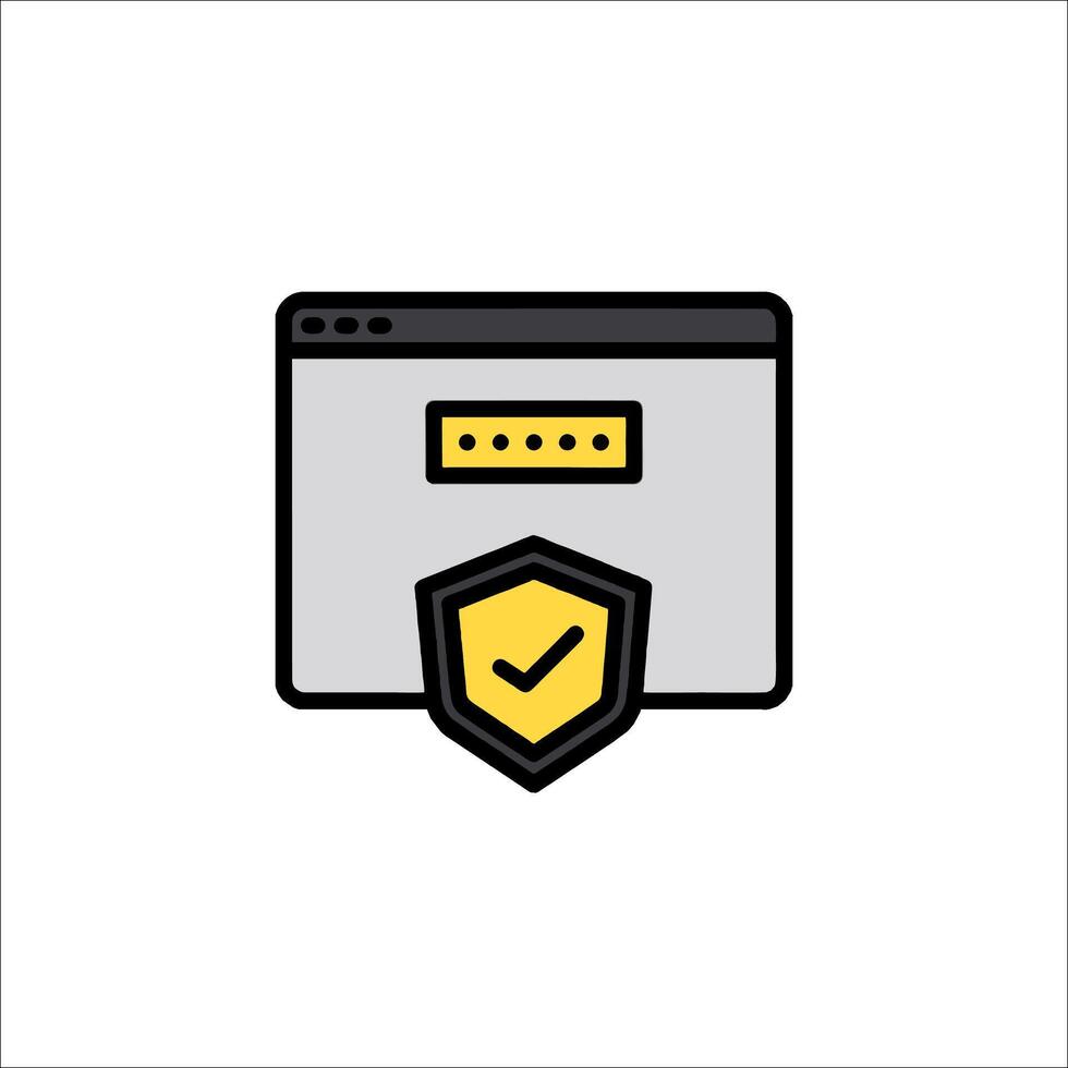 A computer screen with a shield and a check mark vector