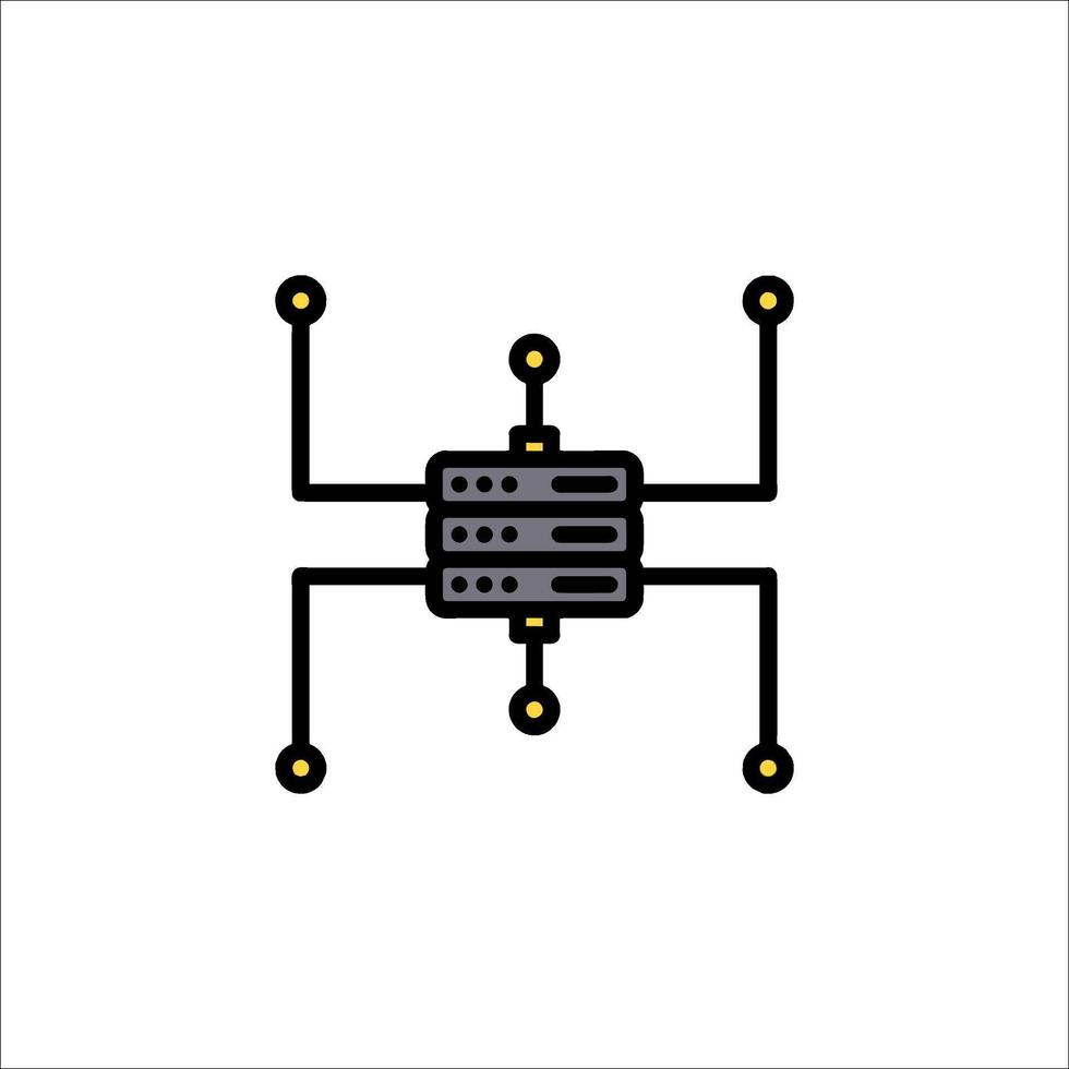 A black and yellow icon of a computer vector