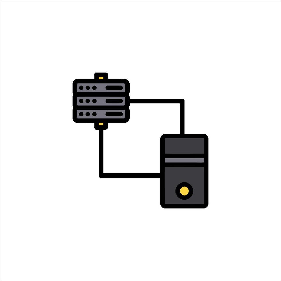 A computer with a yellow and black icon vector
