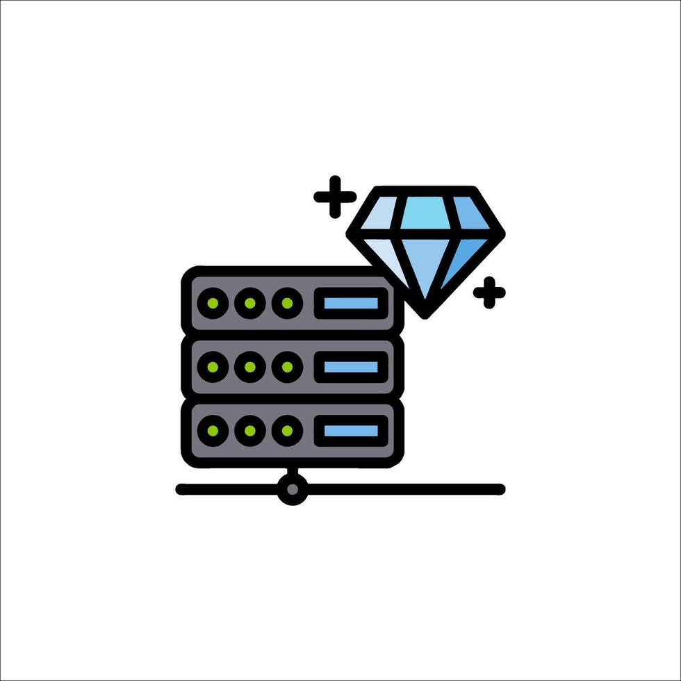 A server with a diamond icon vector
