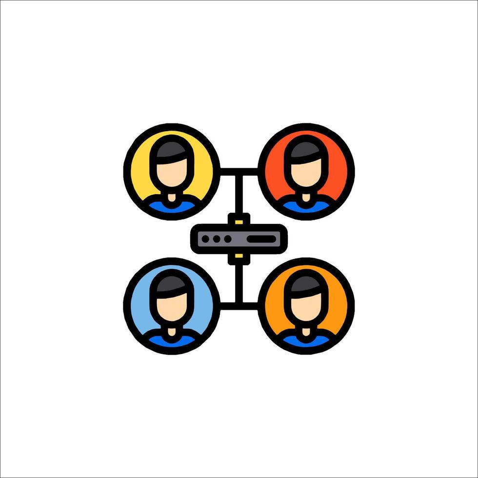People connected to a network icon illustration vector
