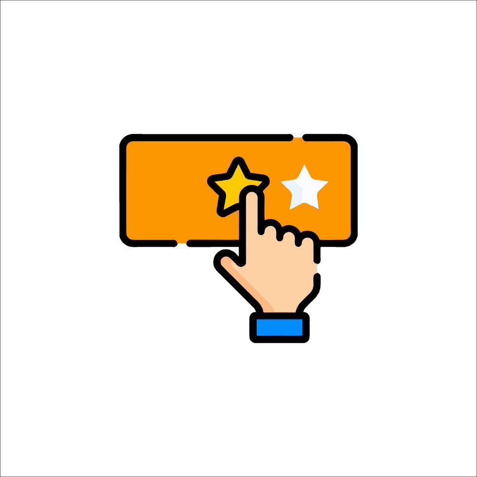 A hand pressing a star button on a white background vector