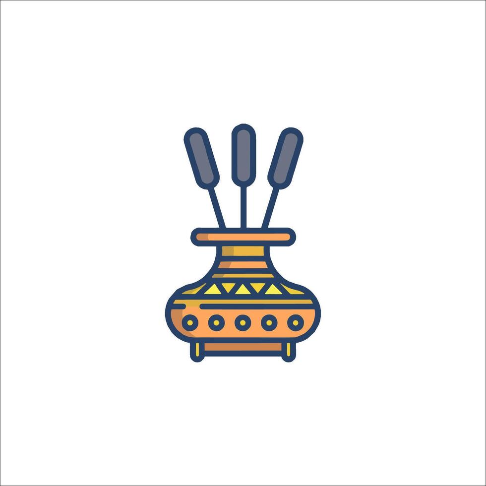 A line icon of a vase with three sticks vector