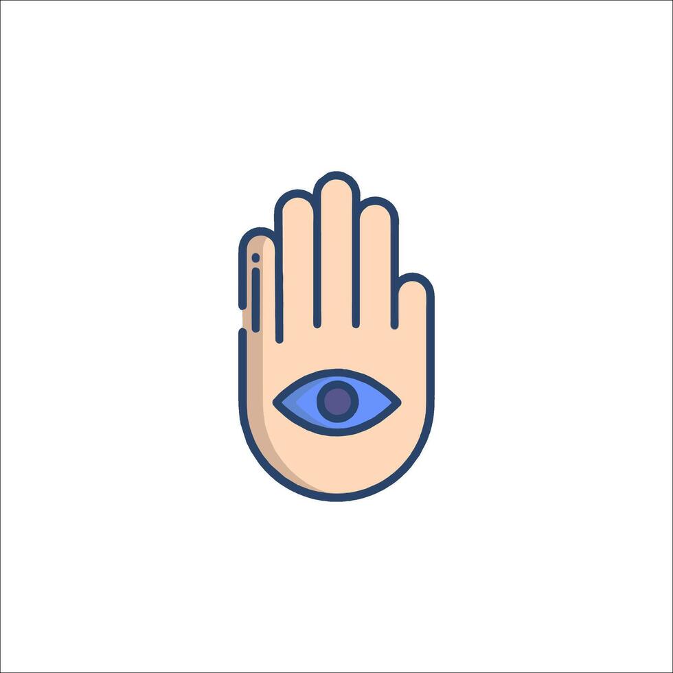 A hand with an eye icon on it vector