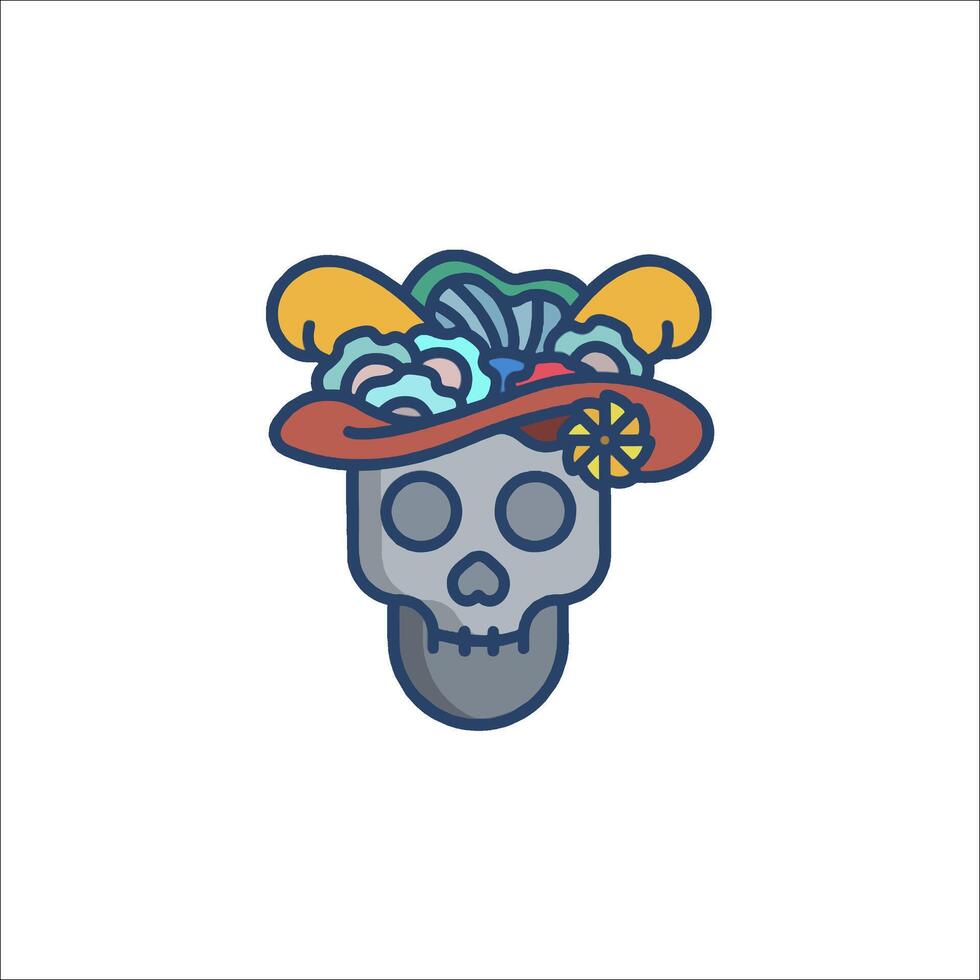 A skull with a hat on it vector