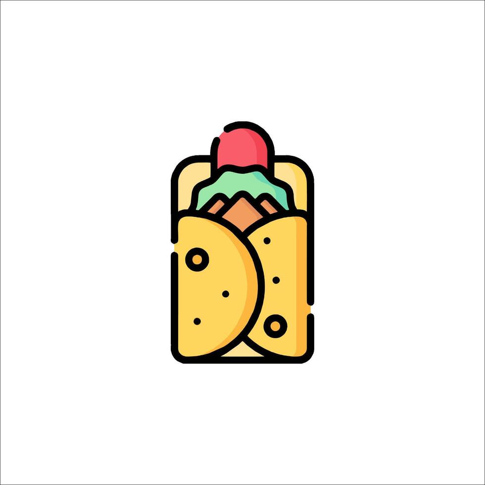 A taco icon with a slice of cheese and meat vector