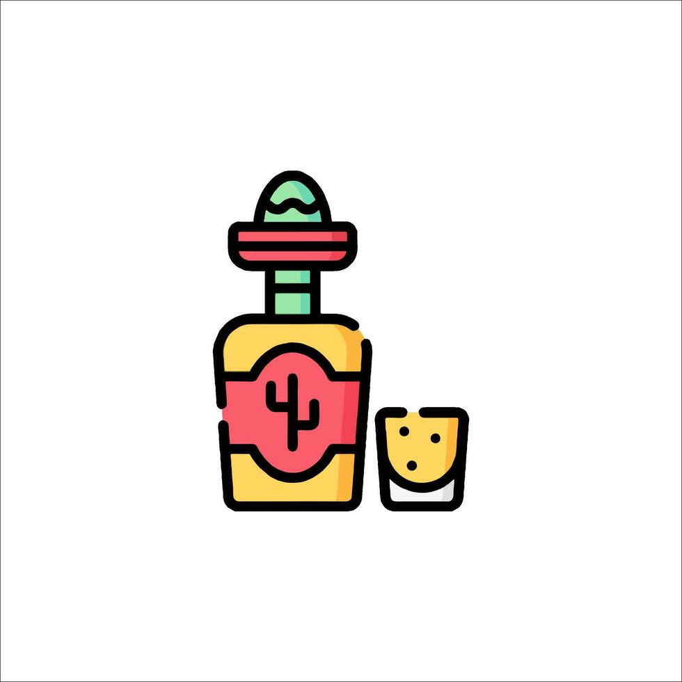 Mexican cactus and bottle icon vector