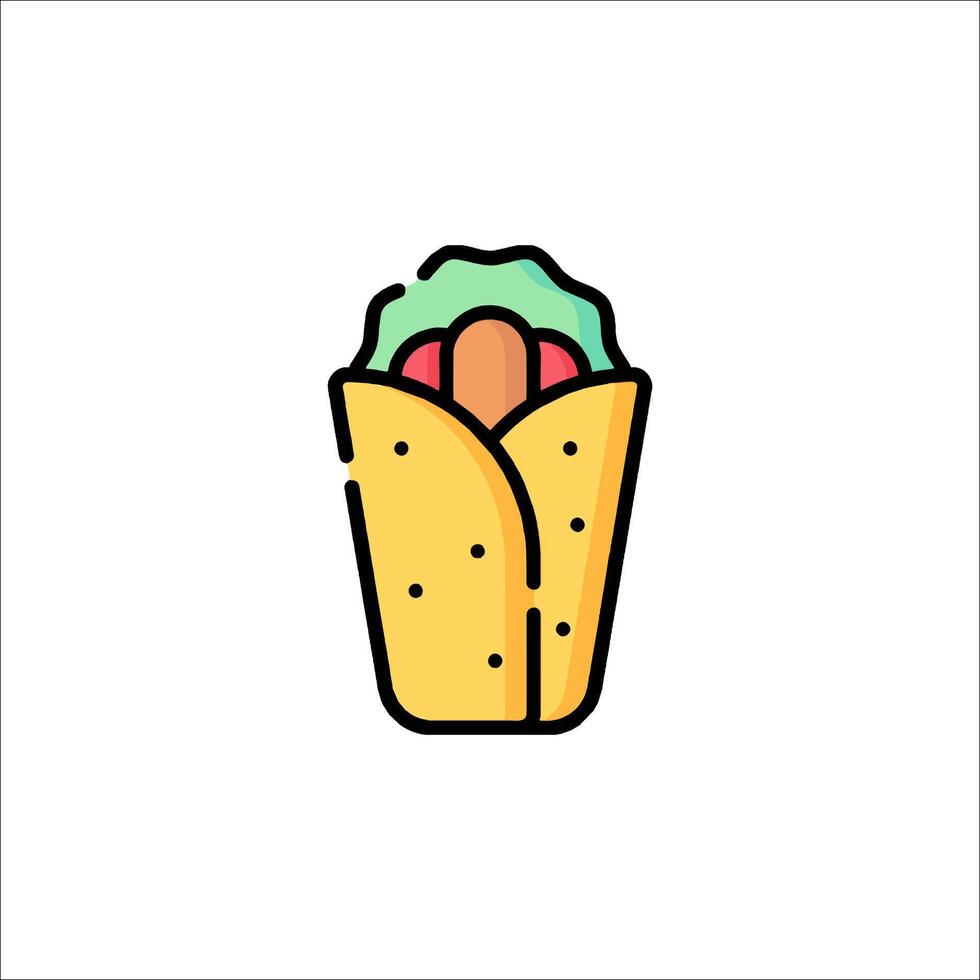 Hot dog taco icon illustration vector