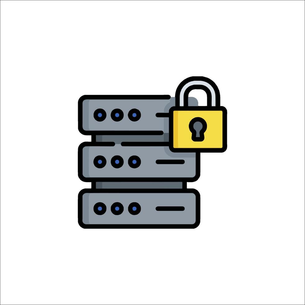 A server with a padlock icon vector