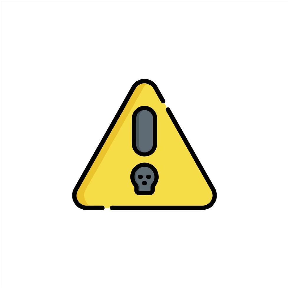 A yellow caution sign with a skull and crossbones vector