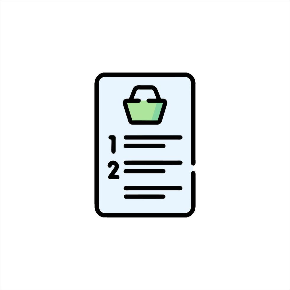 A shopping list icon with a green bag vector